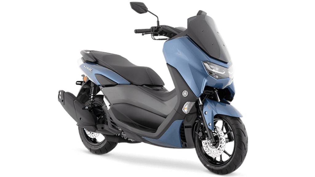 Scooter Yamaha NMax Turbo 2026, con un diseño moderno y agresivo en color azul, destacando su tecnología avanzada para la movilidad urbana.