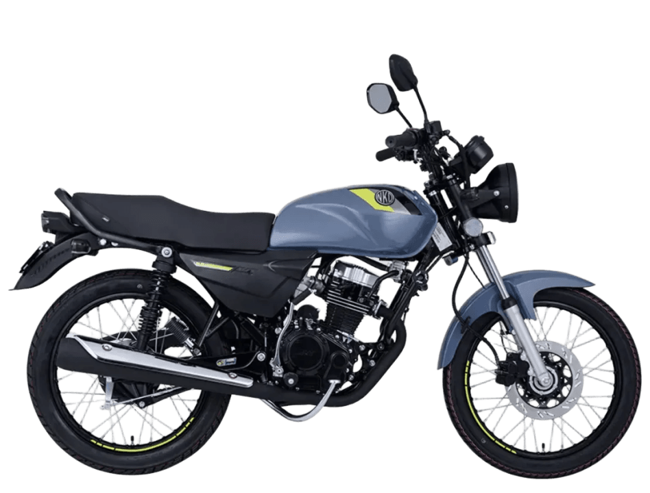 A blue motorcycle with a sleek design, featuring a black seat, chrome accents, and a stylish front fender.